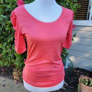 New DNA Couture Ruffle Sleeve Top - Coral
